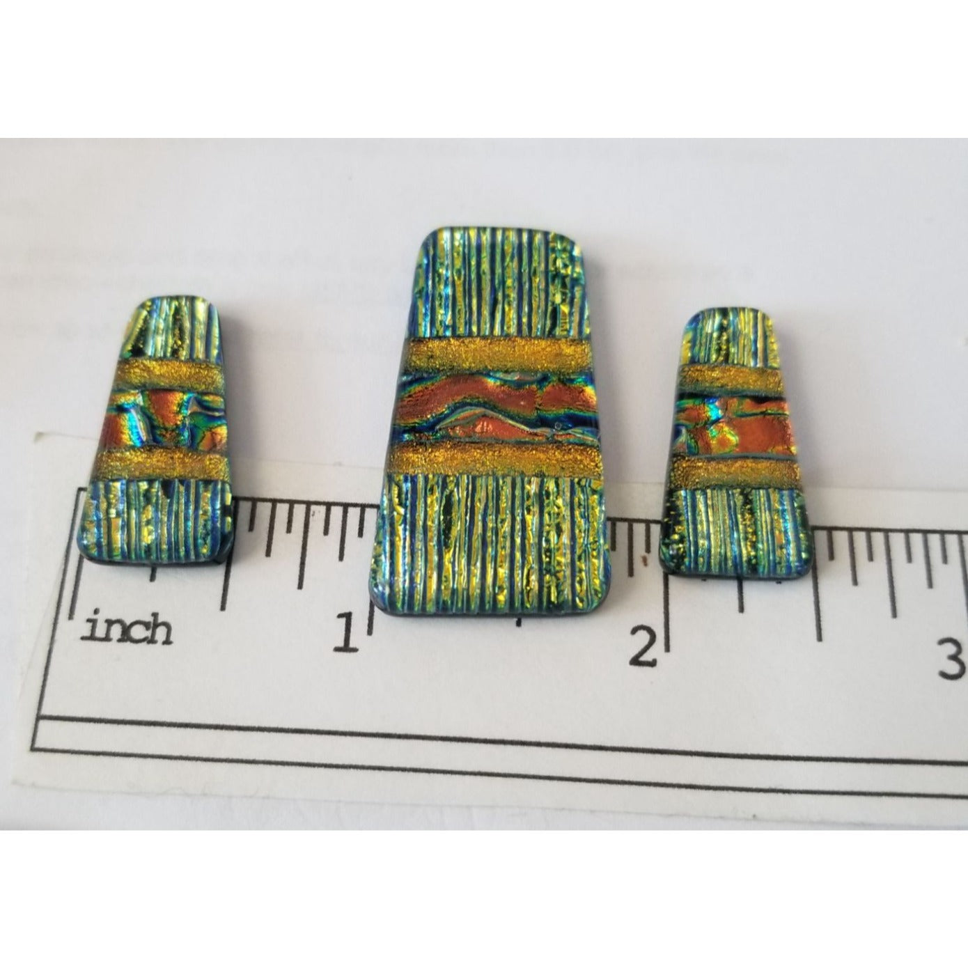 Gemstone Loose Set of 3  Dichroic glass 57.5 ct  11.5 gr 1" x 0.5"  1 1/2 x 0.75"  # 7