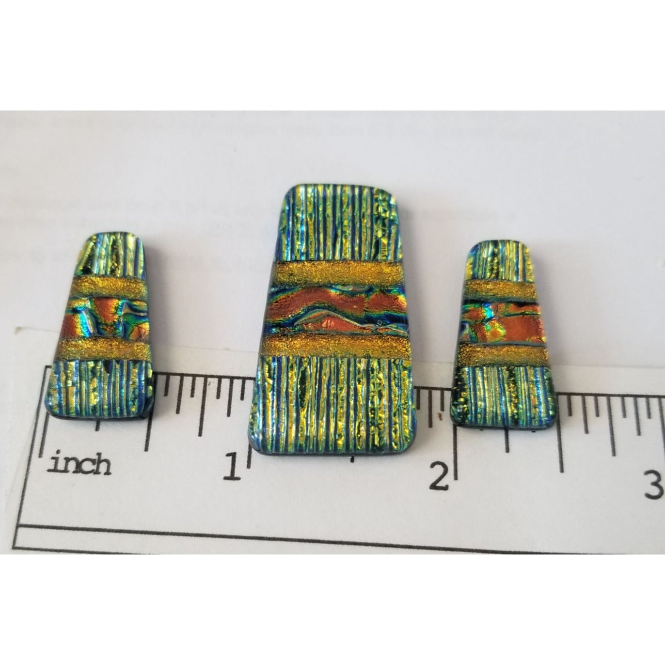 Gemstone Loose Set of 3  Dichroic glass 57.5 ct  11.5 gr 1" x 0.5"  1 1/2 x 0.75"  # 7