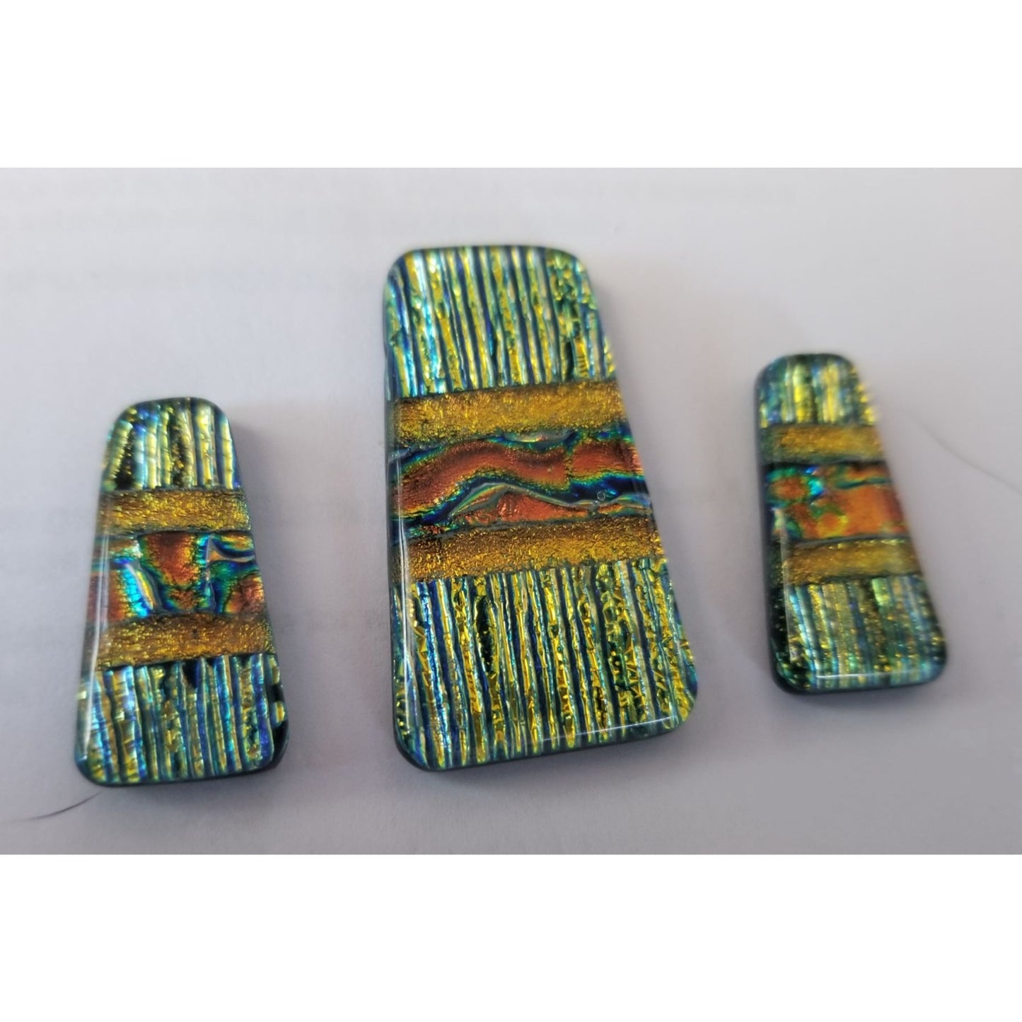 Gemstone Loose Set of 3  Dichroic glass 57.5 ct  11.5 gr 1" x 0.5"  1 1/2 x 0.75"  # 7