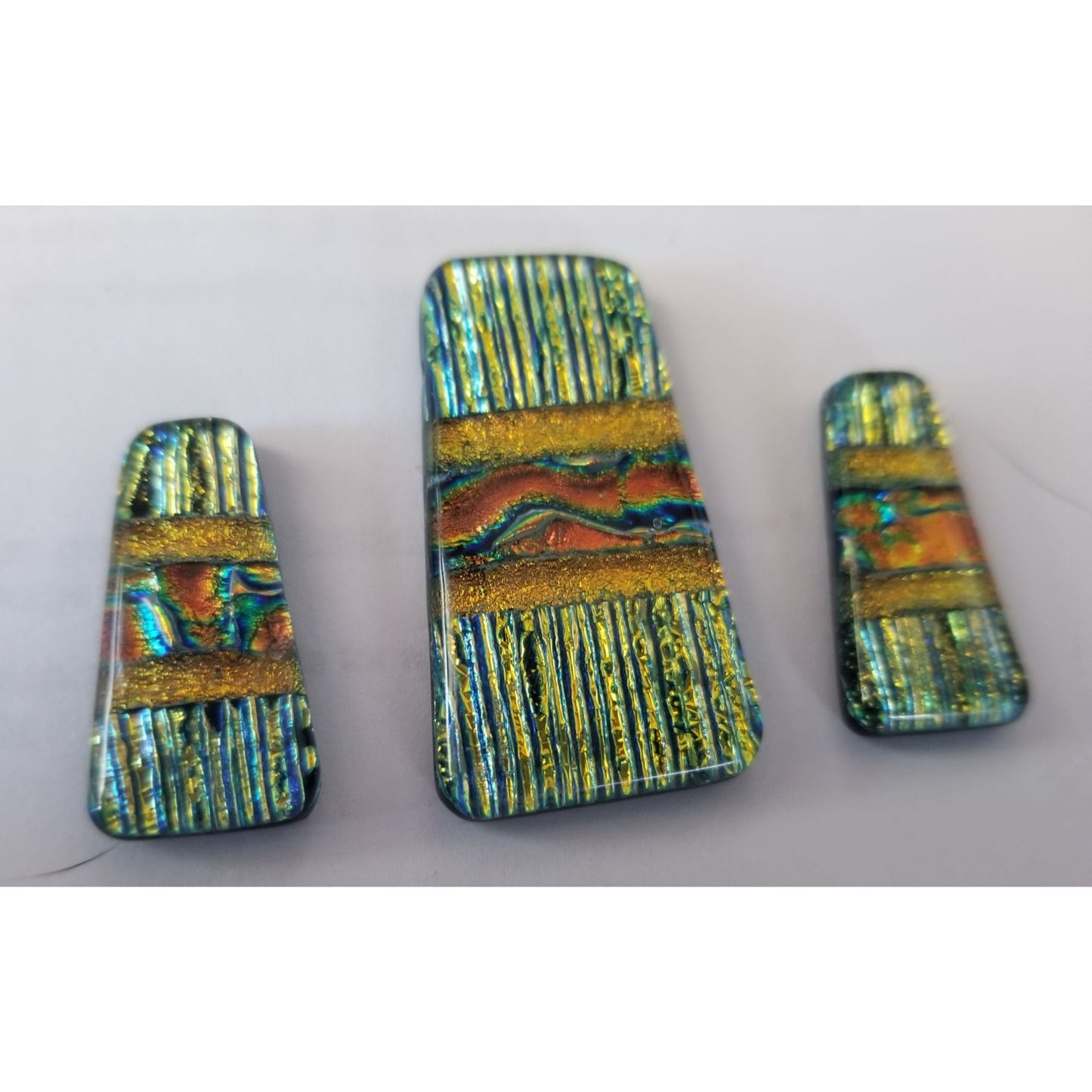 Gemstone Loose Set of 3  Dichroic glass 57.5 ct  11.5 gr 1" x 0.5"  1 1/2 x 0.75"  # 7