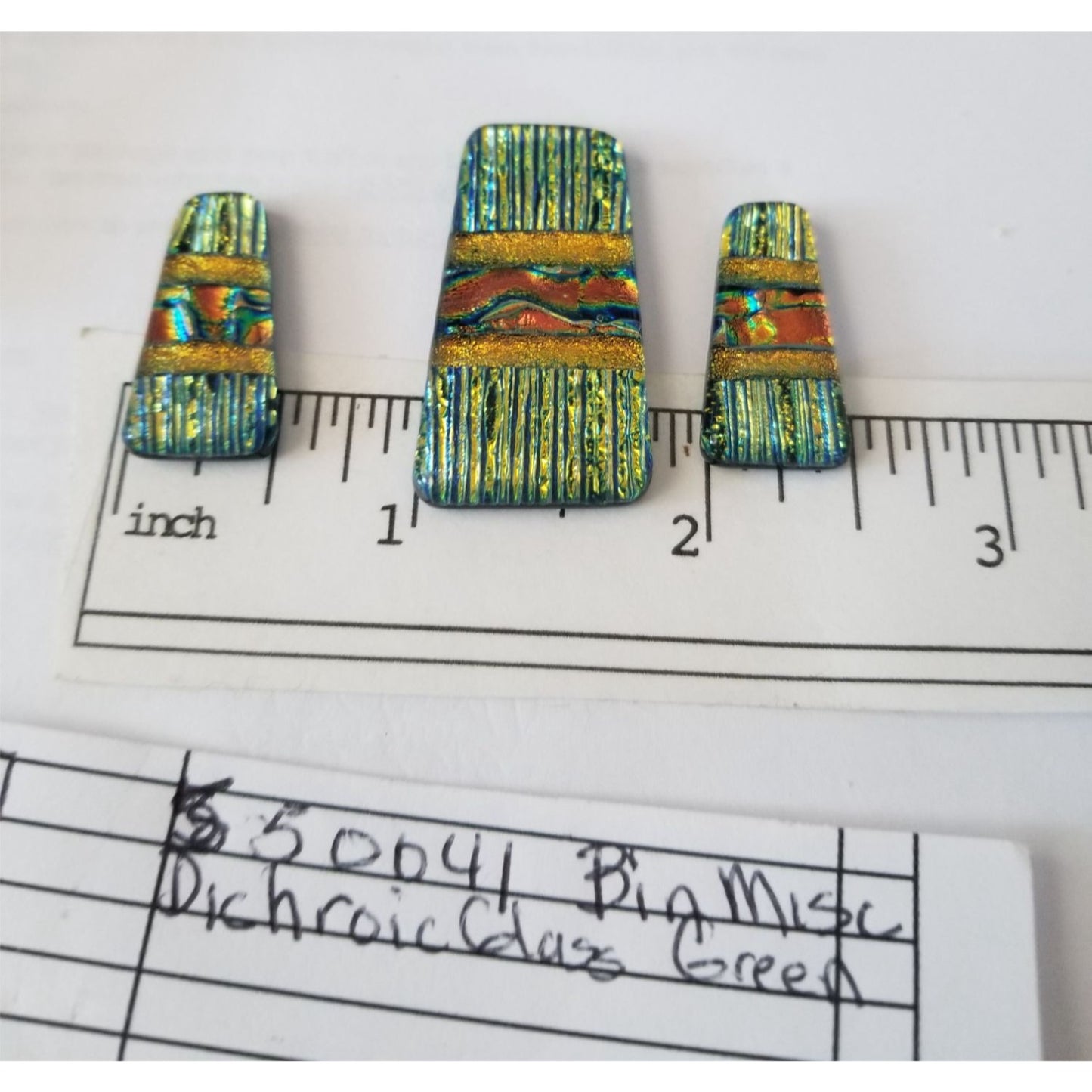 Gemstone Loose Set of 3  Dichroic glass 57.5 ct  11.5 gr 1" x 0.5"  1 1/2 x 0.75"  # 7