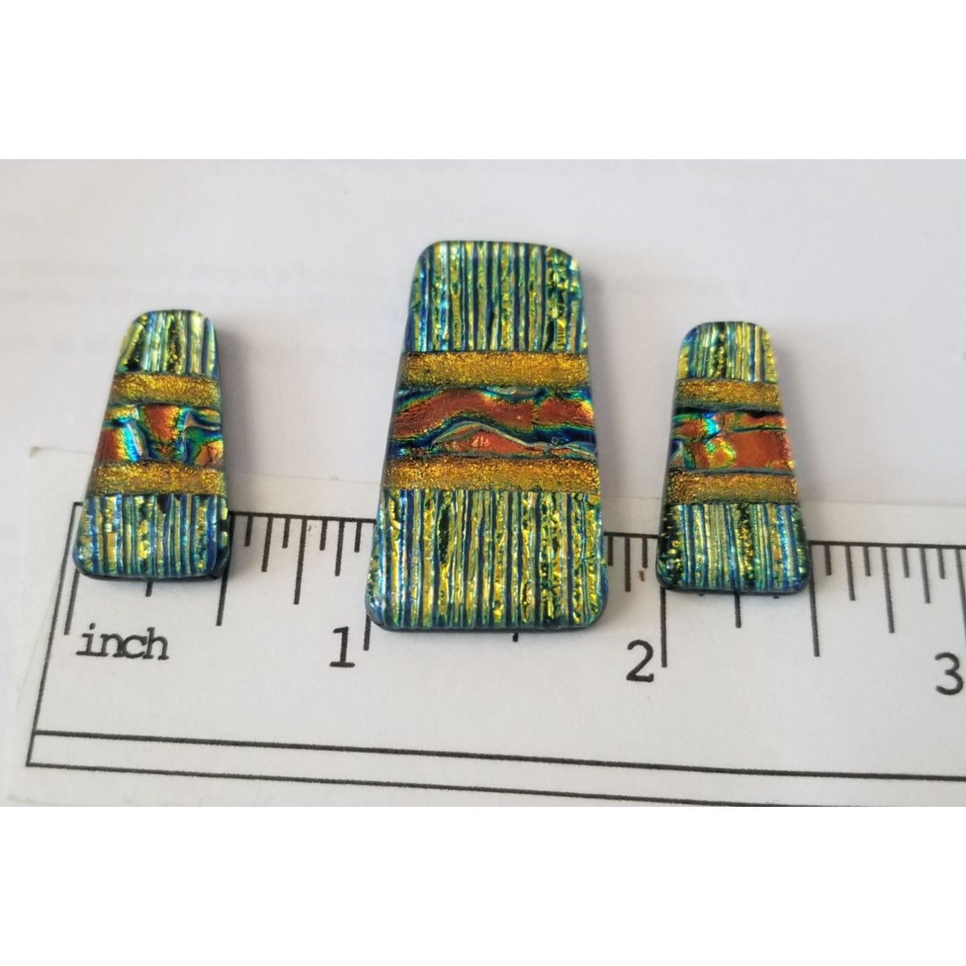 Gemstone Loose Set of 3  Dichroic glass 57.5 ct  11.5 gr 1" x 0.5"  1 1/2 x 0.75"  # 7