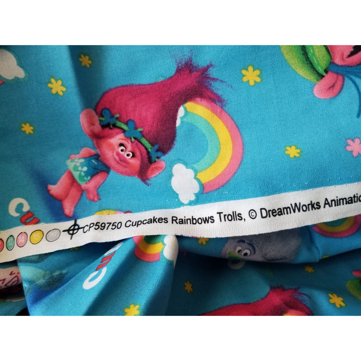 Material Blue Troll Spring Creative Products Fabric  Rainbow Cupcakes  44" x 36"   Cotton Craft Clothing Joann