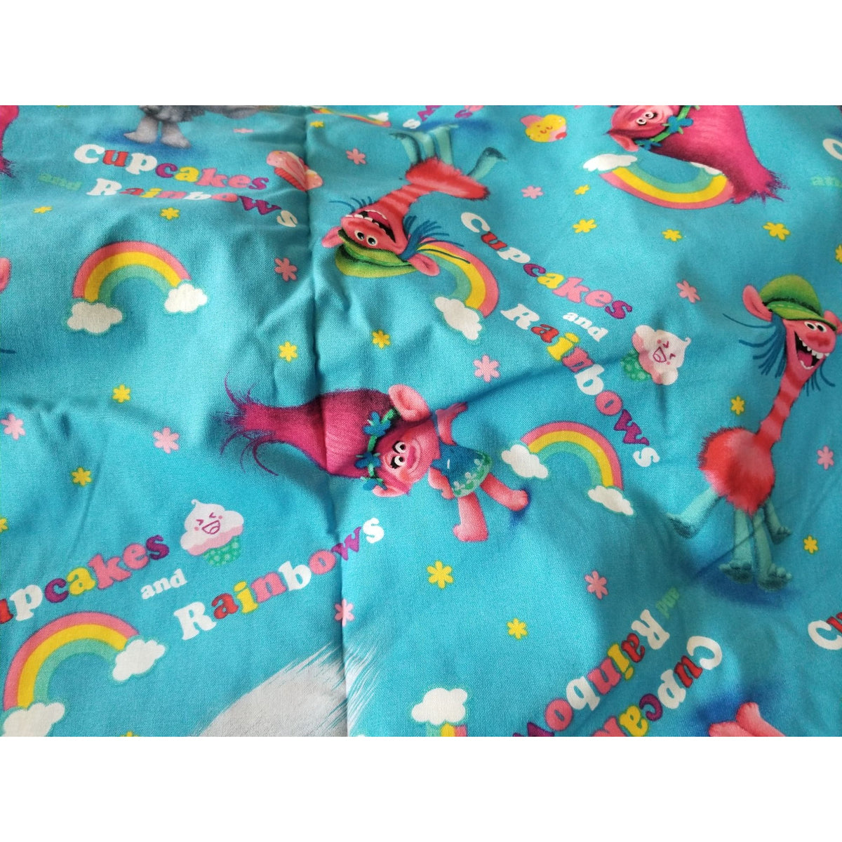 Material Blue Troll Spring Creative Products Fabric  Rainbow Cupcakes  44" x 36"   Cotton Craft Clothing Joann