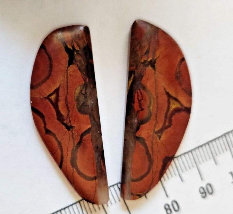 Gemstones Matched Pair Poppy Jasper 10 gr Earrings 50 ct Size 40mm x 10 mm
