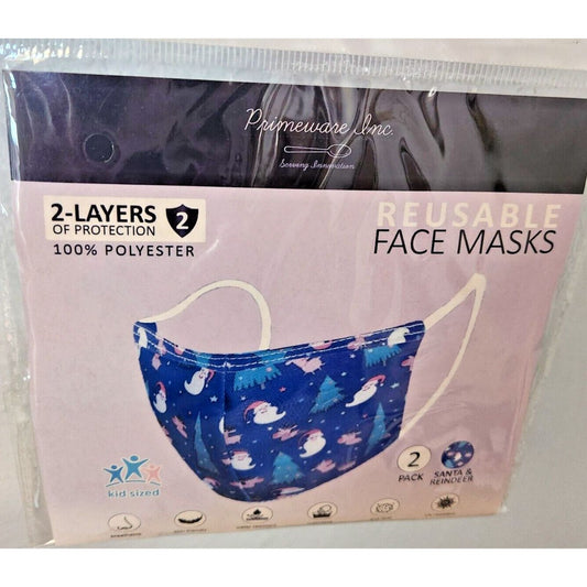 Primeware Mask Christmas Design Kids 2 pack 2 layers 100 % Polyester Washable