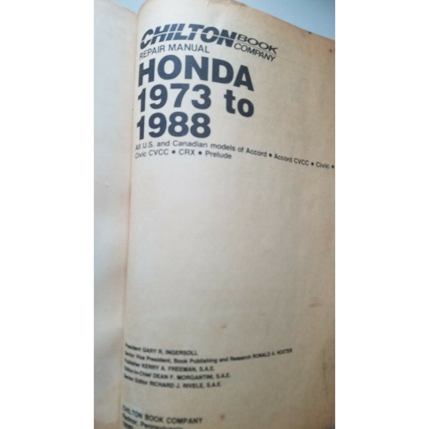 1973 -1988 Chilton Honda Repair Manual # 6980 Accord CVCC Civic CRX Prelude