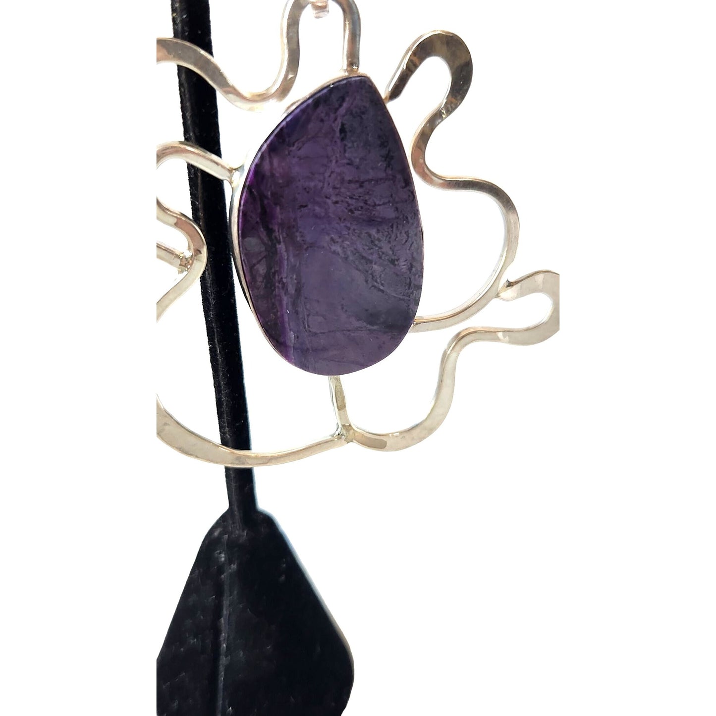 Pendant 925 Silver and Sigillate Purple 16.8 Grams Jerry Harr 32 mm x 20 mm Stone