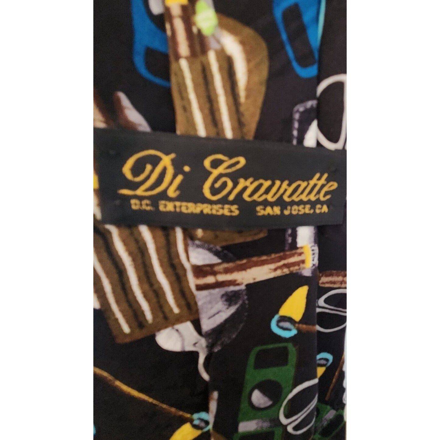 Silk Tie Brand Di Cravatte Black Cigars Tools  Cutter  56" x 4"  100% Silk