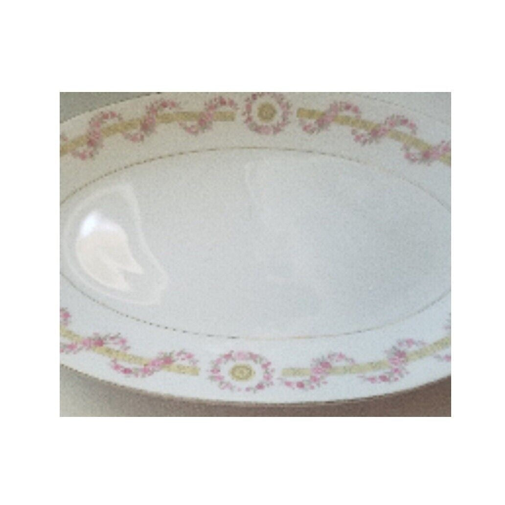 Relish Plate Oval Cheryl by ROYAL M-MITA 10" long Floral Pink