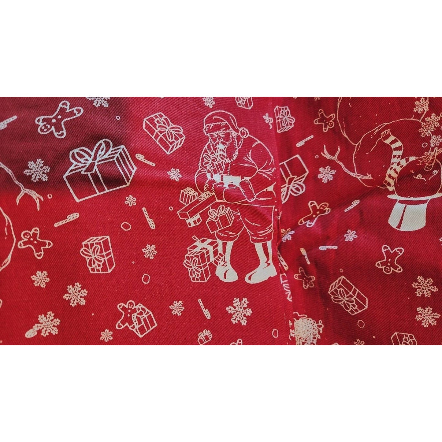 Material  Fabric Red Cotton Christmas Santa Reindeer Mrs Claus Snowmen Expelling