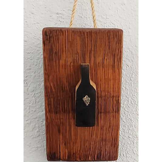 Wood Sign Wine Barrel Wine Bottle Grape Cluster Charm Dark Wine Stave Toasted