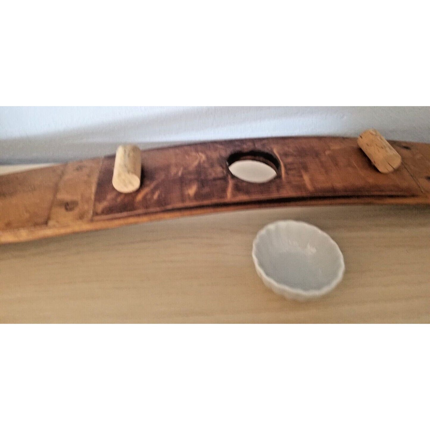 Wine Stave Sushi Tray Cork Feet White Dipping Bowl Bung Hole 37" x 3 1/2 " x 2"