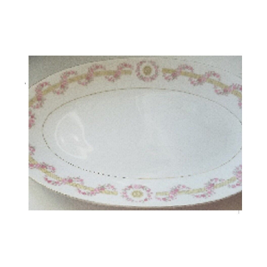 Relish Plate Oval Cheryl by ROYAL M-MITA 10" long Floral Pink