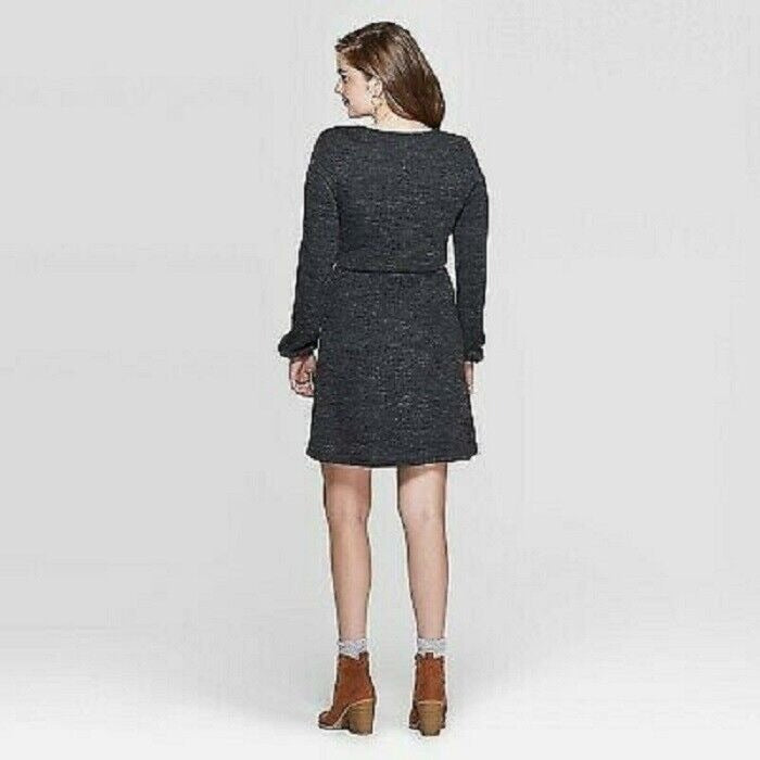 Dress Women's Xhilaration Size S Square Neck Sweater Mini Charcoal