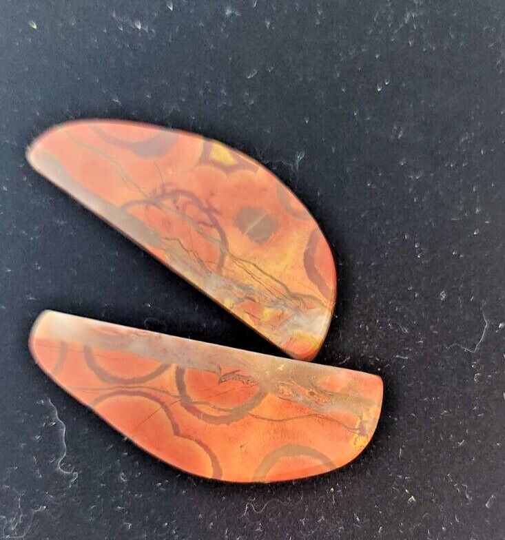 Gemstones Matched Pair Poppy Jasper 10 gr Earrings 50 ct Size 40mm x 10 mm