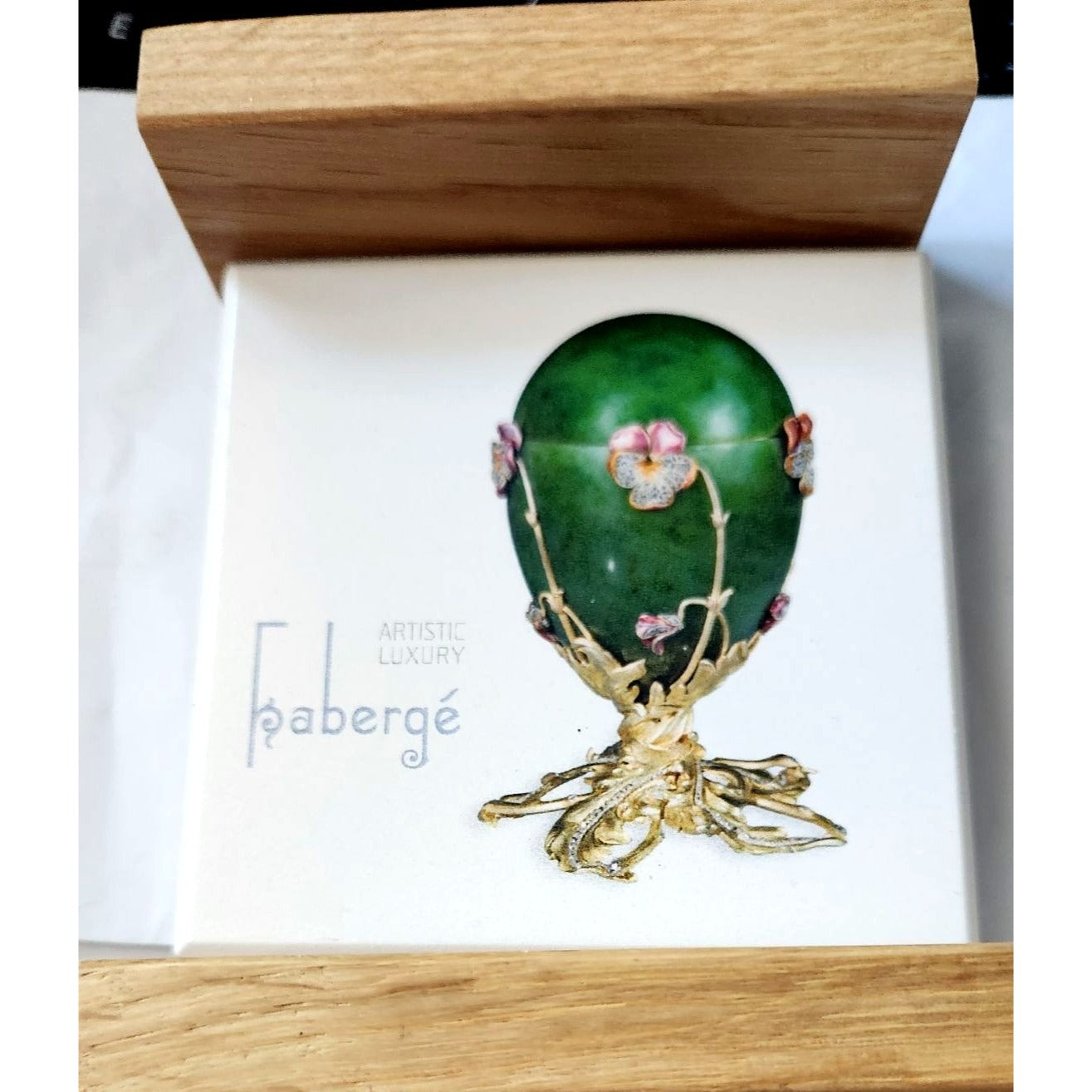 Absorbent Stone Coaster & Wood Tray Set of 4 Faberge Tiffany Cork Back