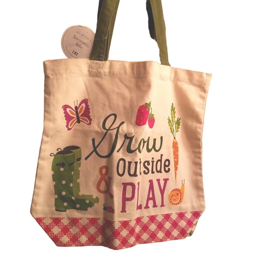 Bags Canvas Shopping  Set 2 Canvas Say  "Grow outside and Play"  "  Grow where you are Planted"