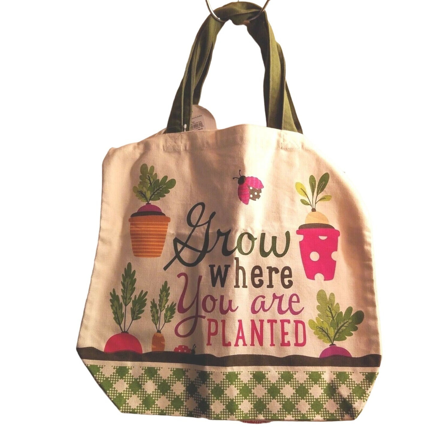 Bags Canvas Shopping  Set 2 Canvas Say  "Grow outside and Play"  "  Grow where you are Planted"