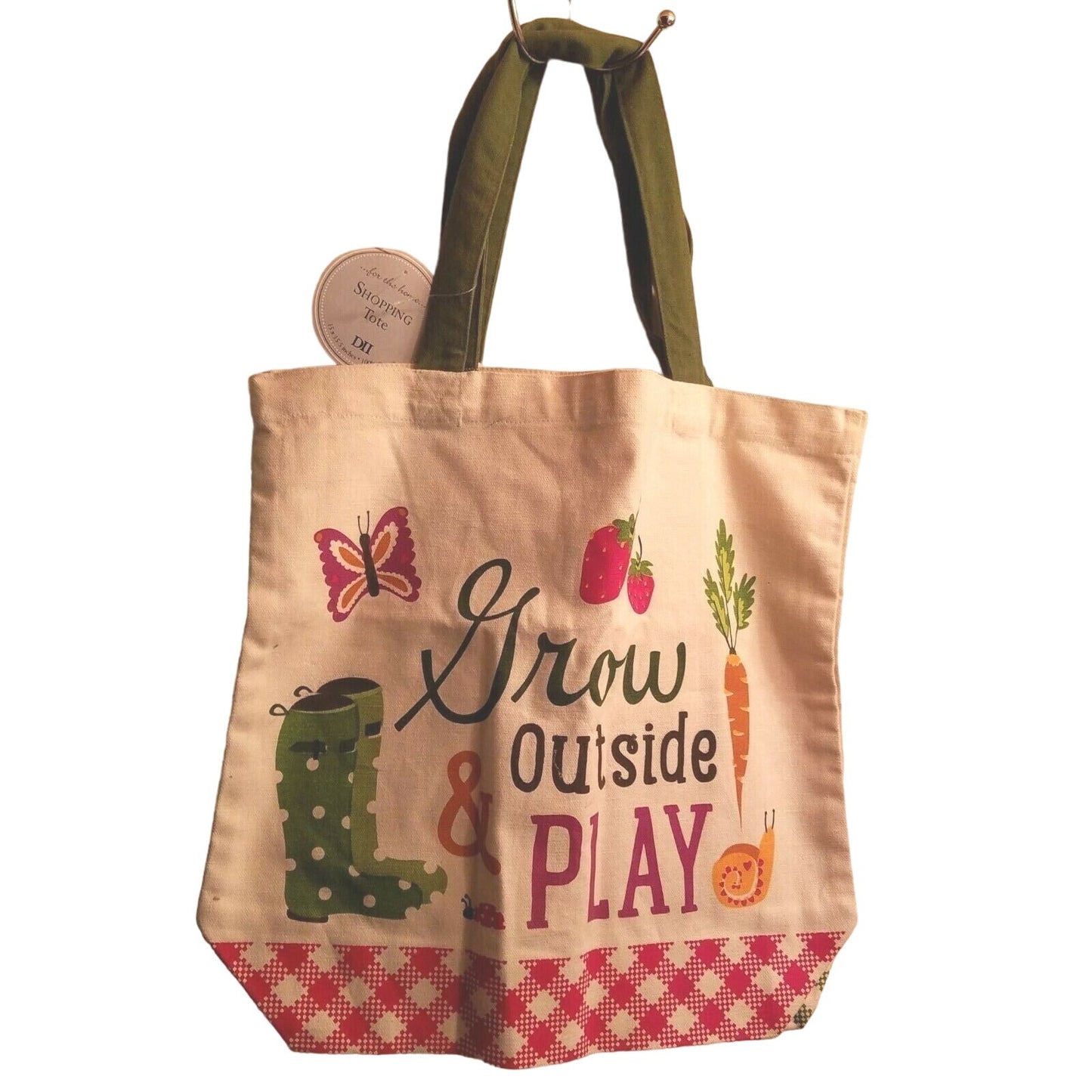 Bags Canvas Shopping  Set 2 Canvas Say  "Grow outside and Play"  "  Grow where you are Planted"
