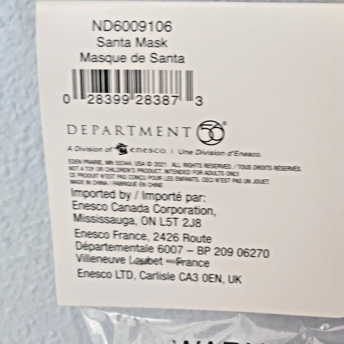 Mask Santa Beard Department 56 Adult