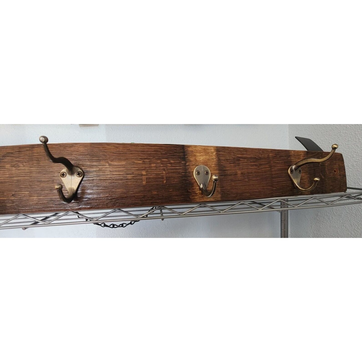 Wood Coat Rack 5 Hooks Made from Wine Barrel Stave 33 1/2 " x 3 "  x 1 "
