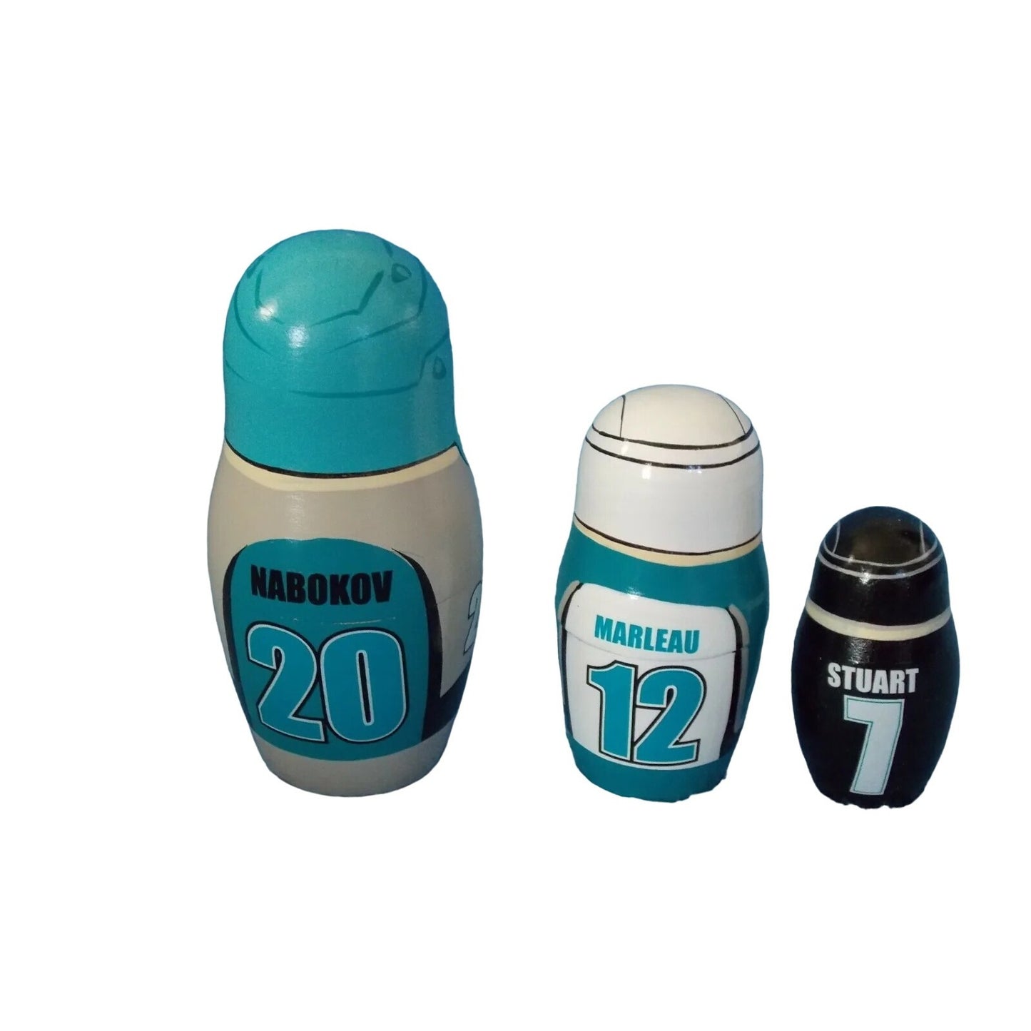 HP 2004 San Jose Sharks NHL Nesting Doll Set Nabokov, Marleau, Stuart