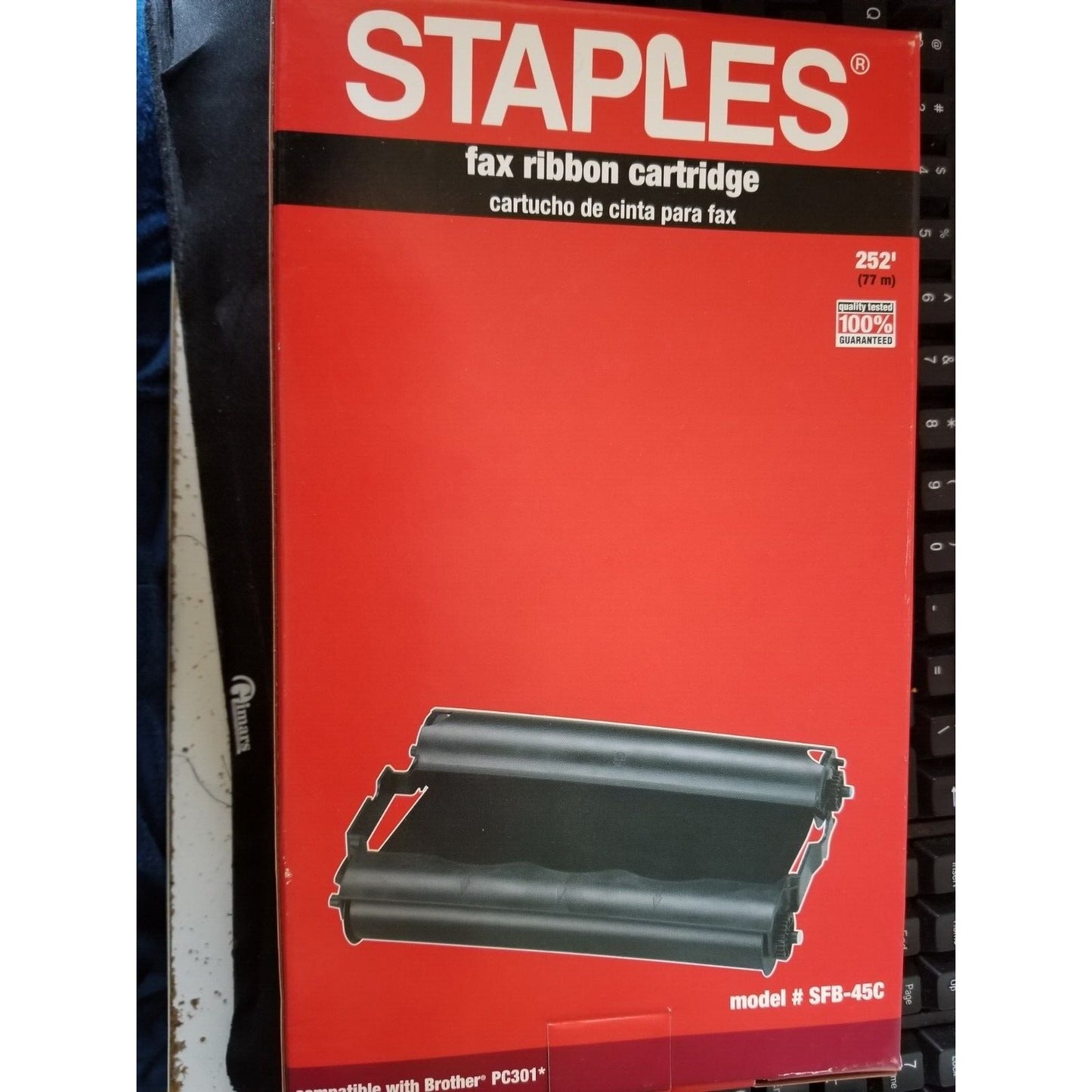 Staples fax ribbon cartridge model #SFB-45C(compatible with Brother PC301