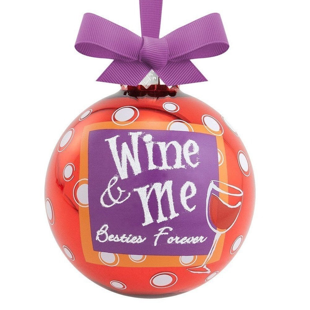 Ornament Epic Products Wine and Me Besties Forever Glass Bulb Multicolor Boxed