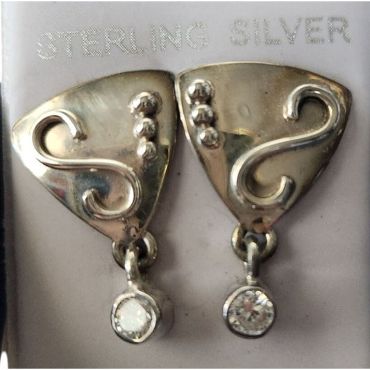 Earrings Lab Diamonds Post Silver Drop 4.8 gr  Jerry & Fran Harr Handmade