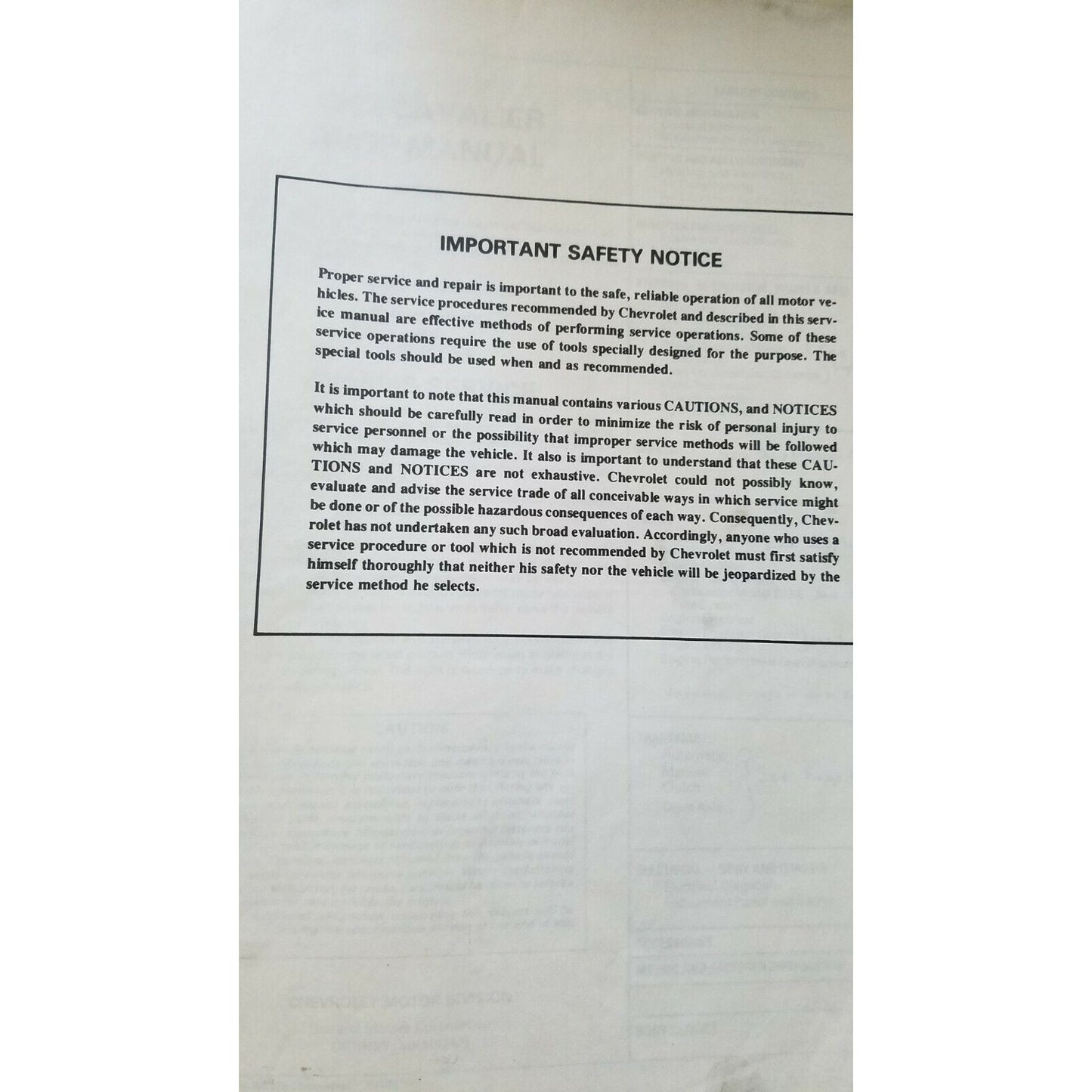 Book  1982 Chevrolet Cavalier Manual Service Automobile Shop