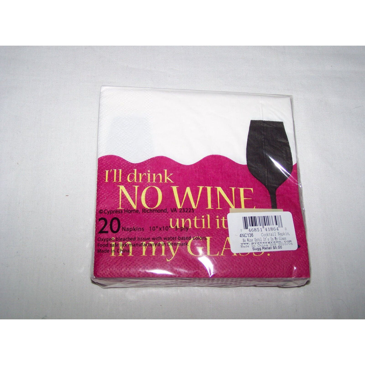 Napkins Cocktail Paper Wine Glass I'll drink No Wine until it's time in my Glass