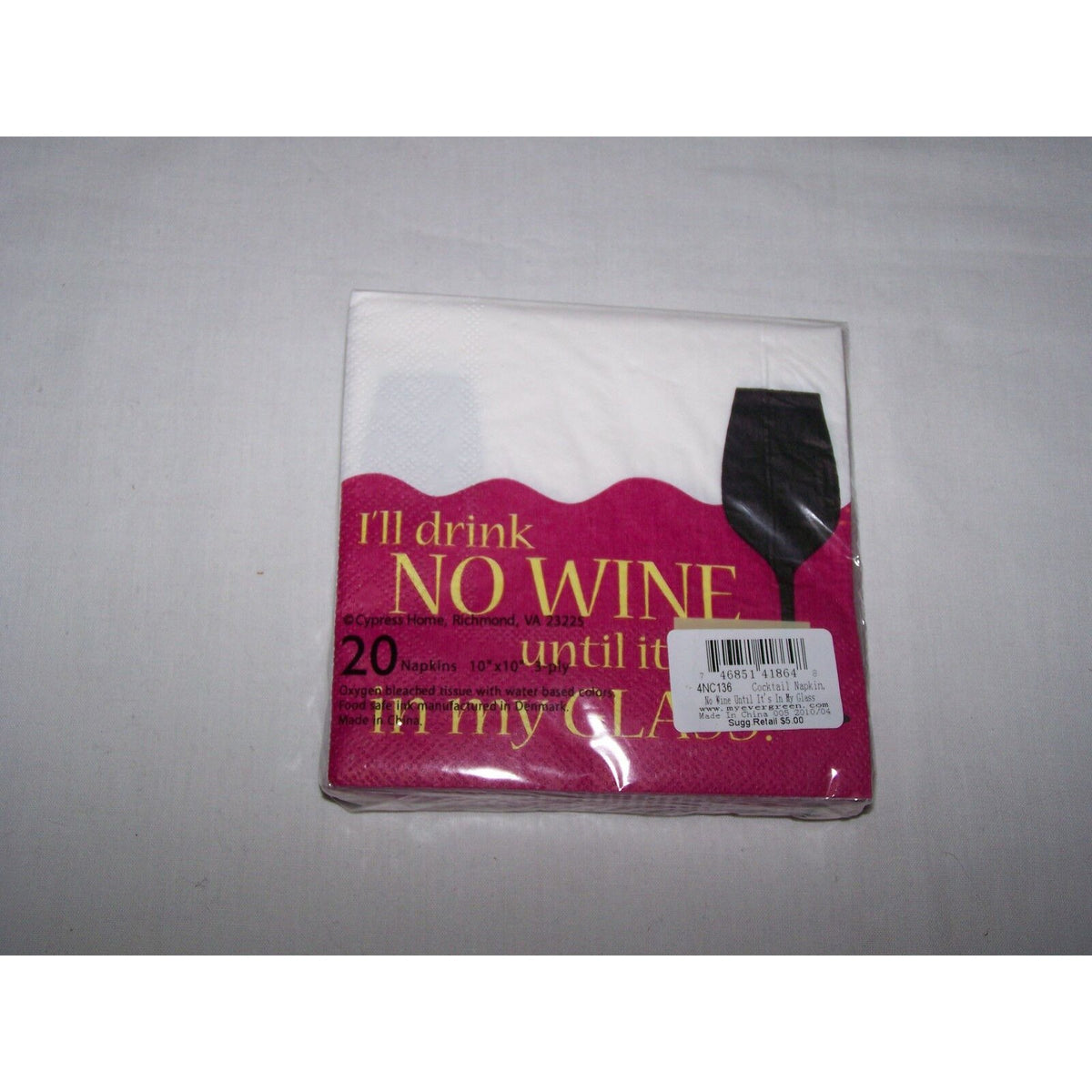 Napkins Cocktail Paper Wine Glass I'll drink No Wine until it's time in my Glass