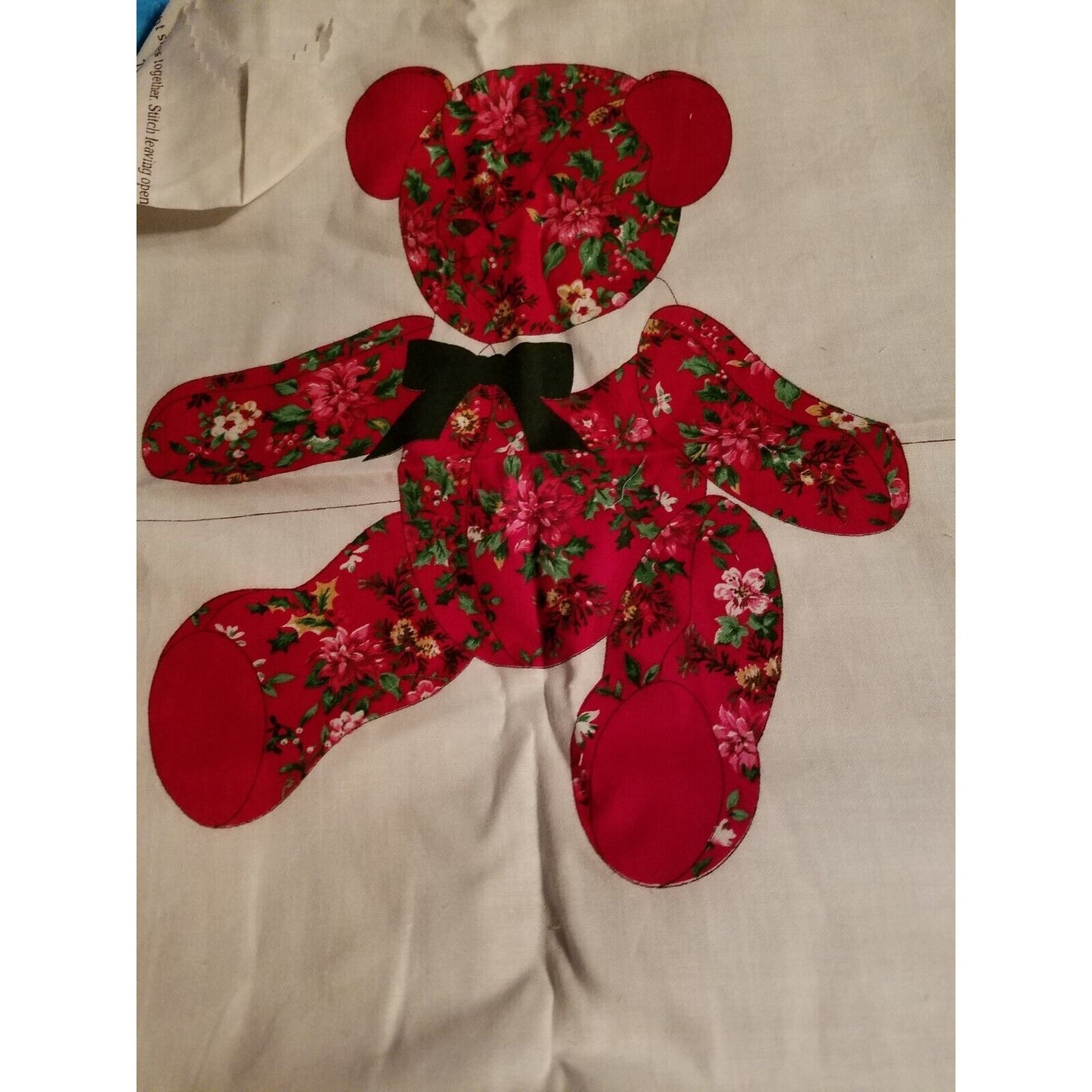 Material Fabric Cranston 19" Tall Fabric Holiday Bear Pattern Cotton Flowers