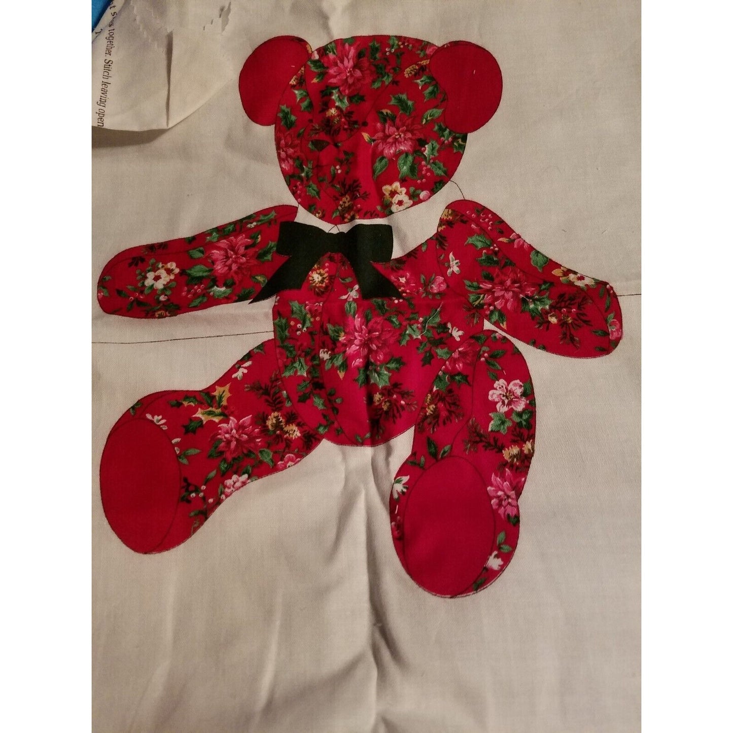 Material Fabric Cranston 19" Tall Fabric Holiday Bear Pattern Cotton Flowers