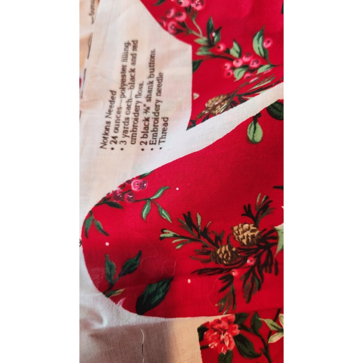 Material Fabric Cranston 19" Tall Fabric Holiday Bear Pattern Cotton Flowers