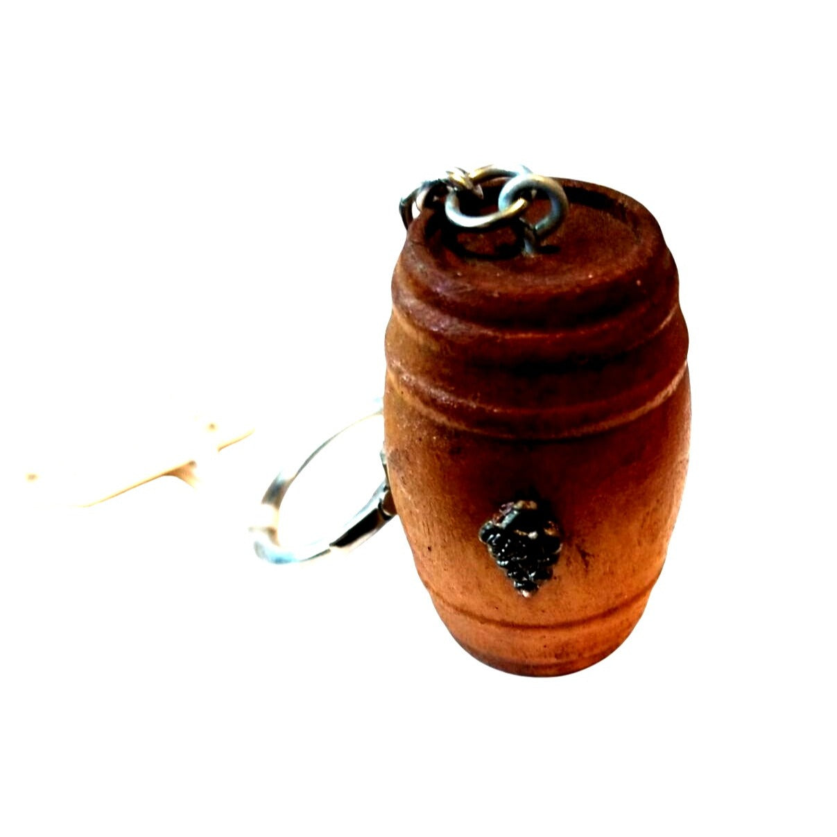 Key Chain Wood Wine Barrel  Shape Small Wine Charm on Keychain  2" x 1"