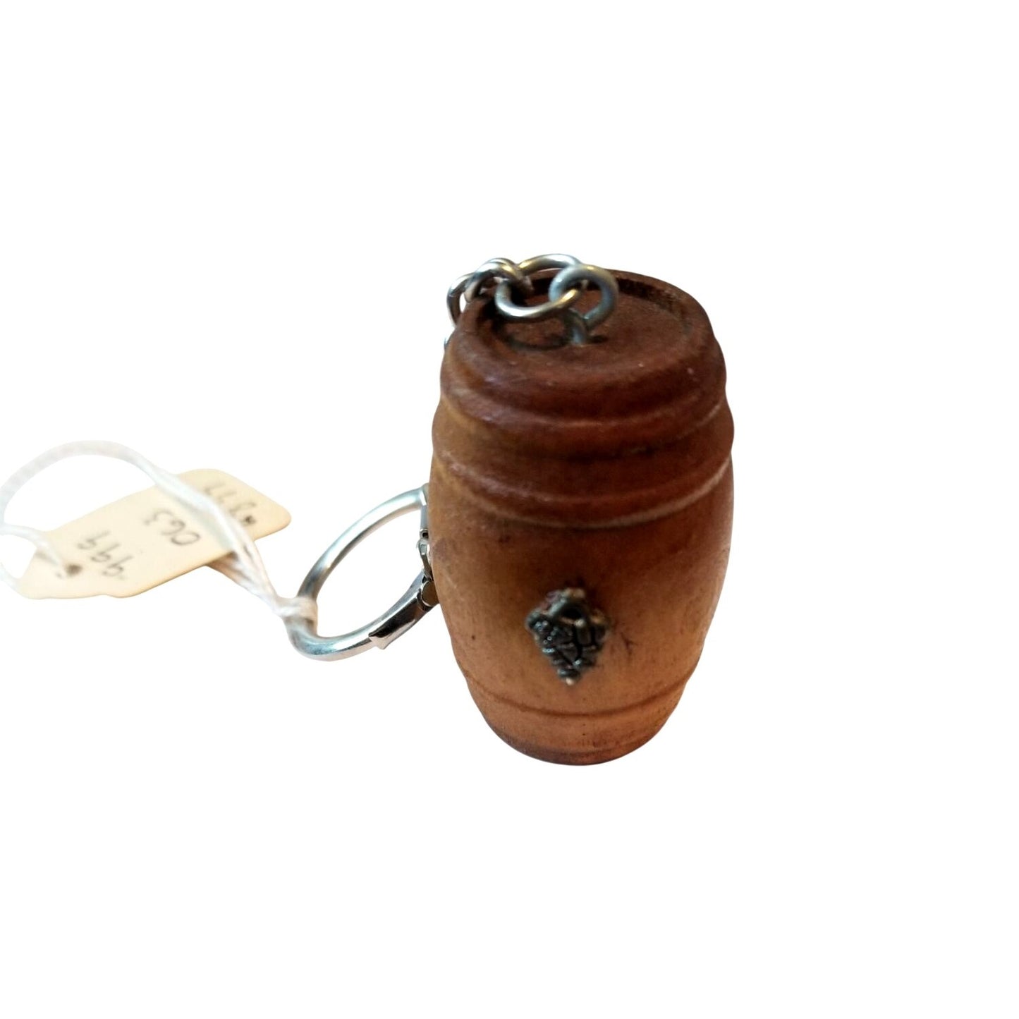 Key Chain Wood Wine Barrel  Shape Small Wine Charm on Keychain  2" x 1"