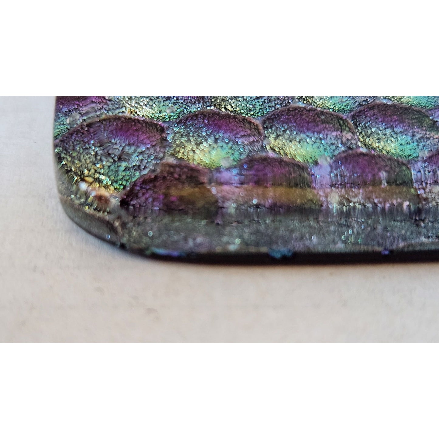 Gem Stone Dichroic  Glass for Pendant Necklace 50  mm x 55 mm  Purple Green Blue 44 Grams