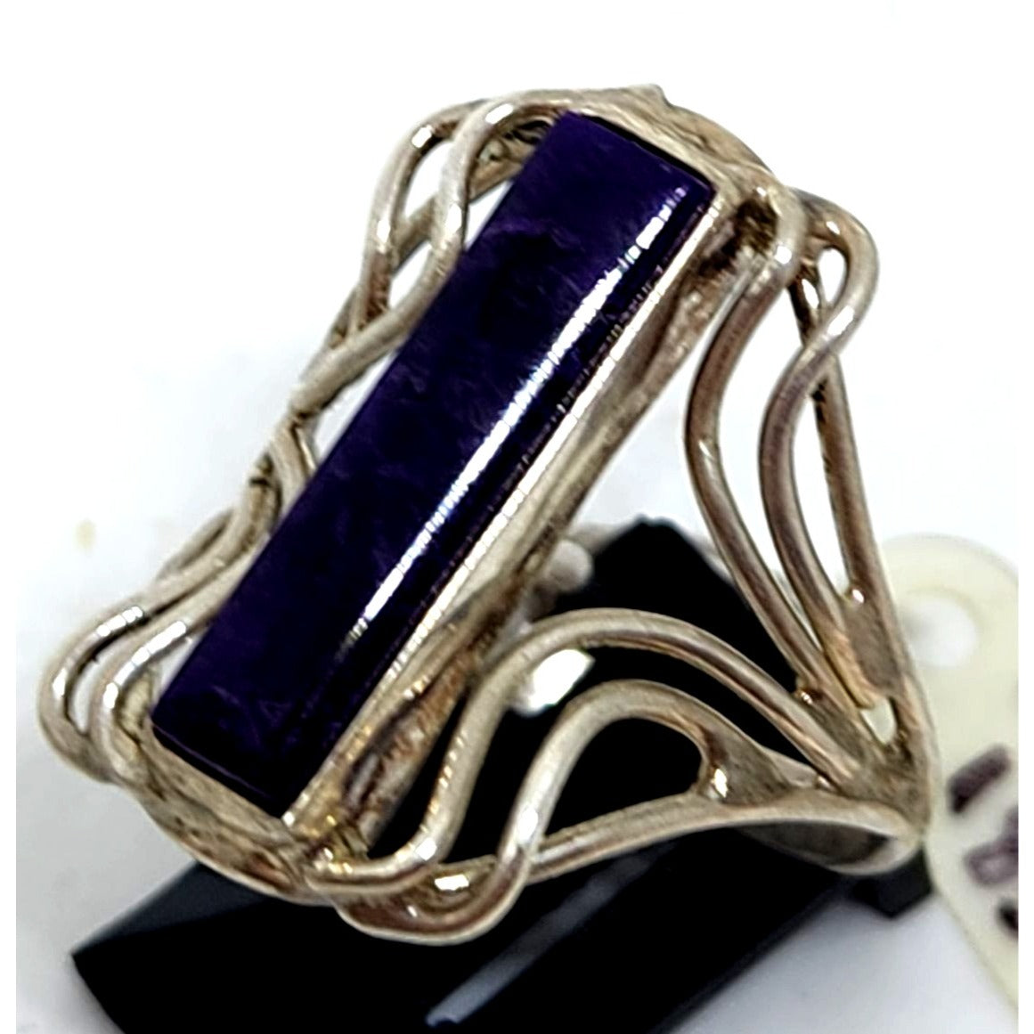 Ring Sugalite purple rectangle 6gr  Size 10 925 Silver Jerry Fran Harr Swirls on the side