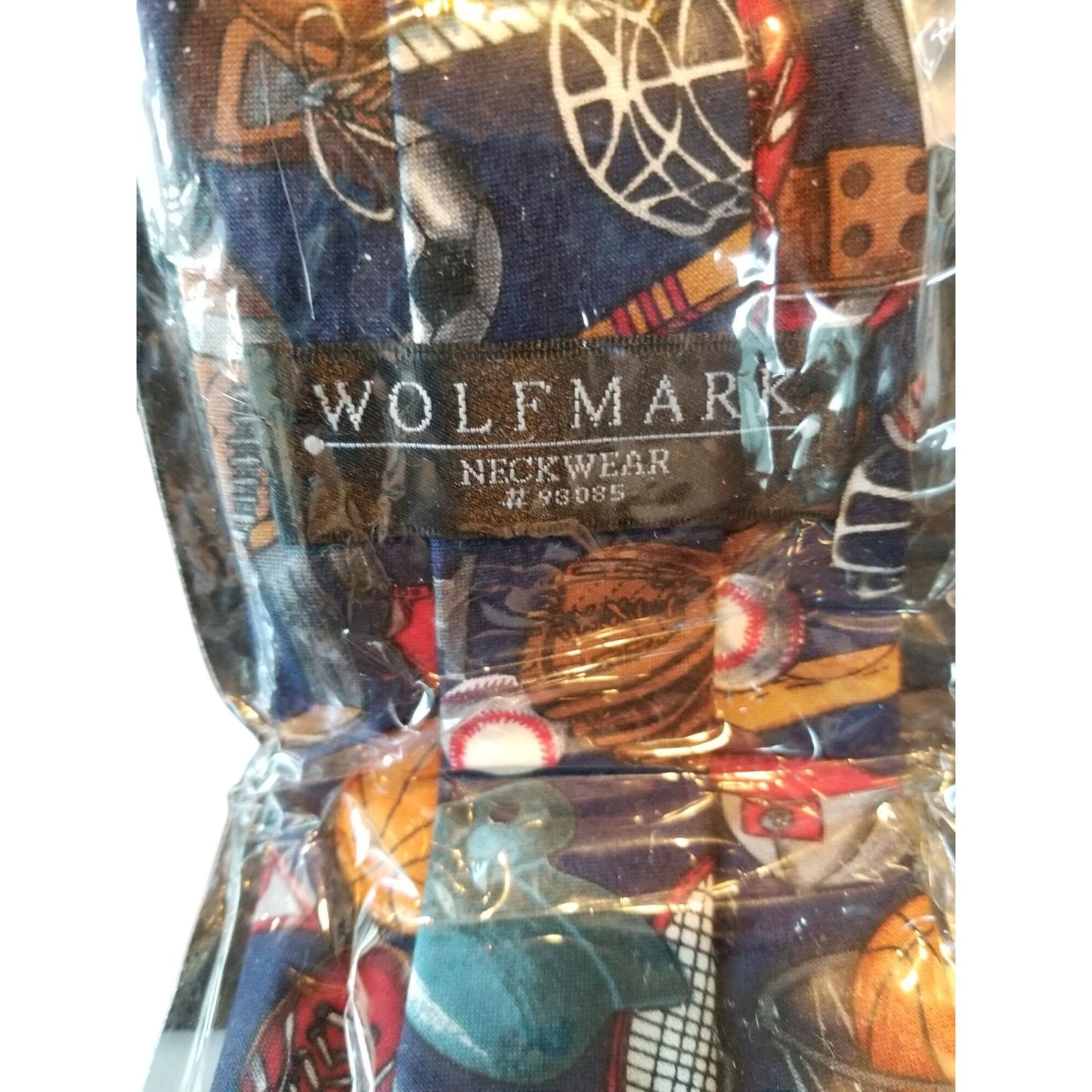 Tie Wolfmark Neckwear Dark Blue Sports Equipment  # 114   3" x 60"