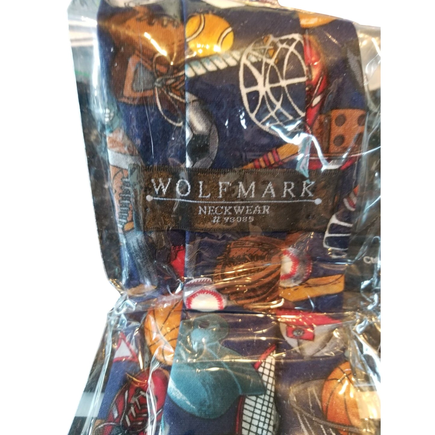 Tie Wolfmark Neckwear Dark Blue Sports Equipment  # 114   3" x 60"
