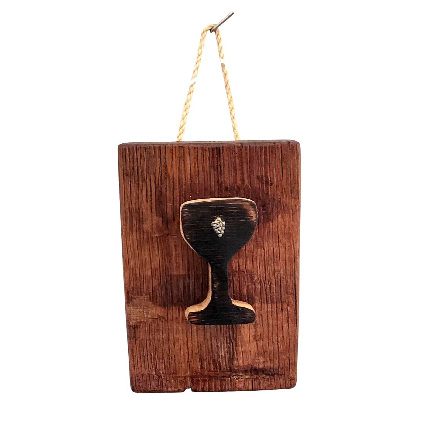 Wood Sign Wine Barrel Wine Glass Grape Cluster Charm Dark Wine Stave Toasted