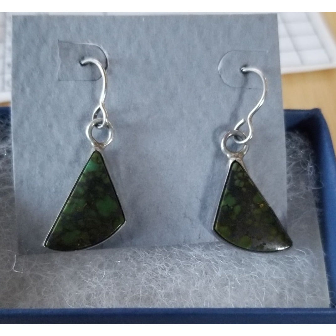 Earrings Turquoise   4.9 Gr 24.5 ct  10 mm  x 10  mm  Silver 925 Triangle Green