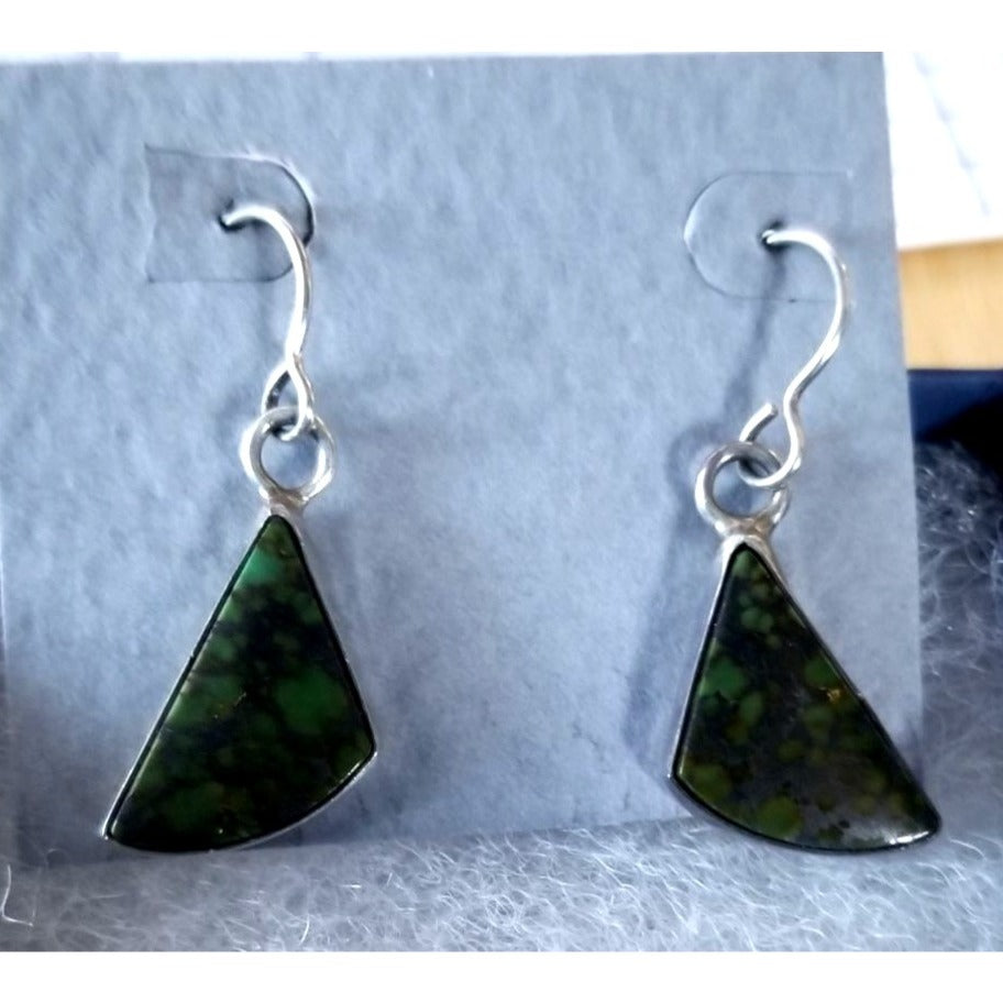 Earrings Turquoise   4.9 Gr 24.5 ct  10 mm  x 10  mm  Silver 925 Triangle Green