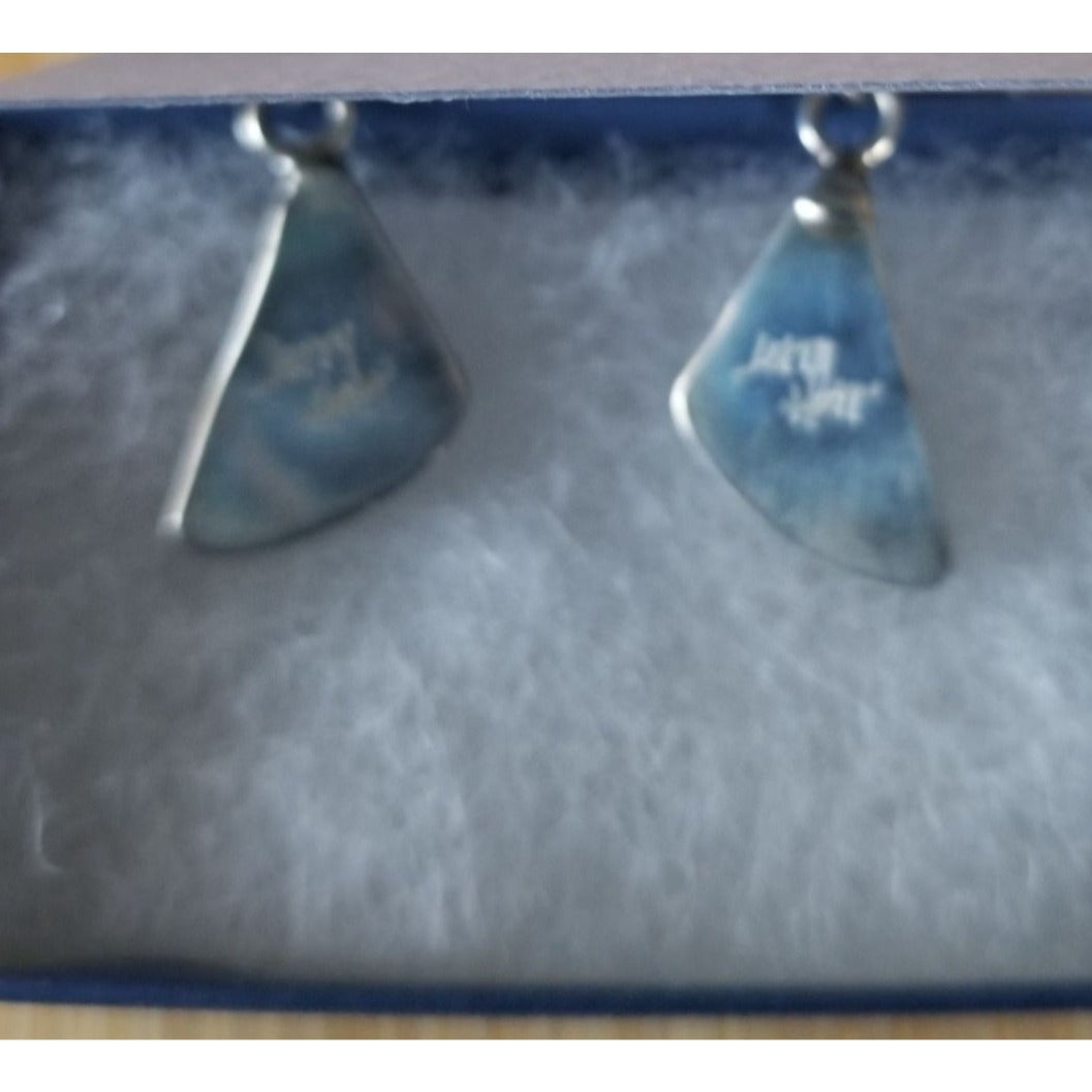 Earrings Turquoise   4.9 Gr 24.5 ct  10 mm  x 10  mm  Silver 925 Triangle Green