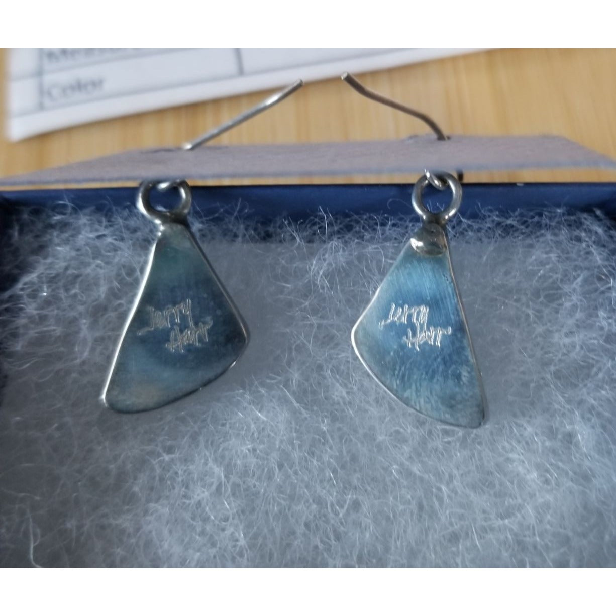 Earrings Turquoise   4.9 Gr 24.5 ct  10 mm  x 10  mm  Silver 925 Triangle Green