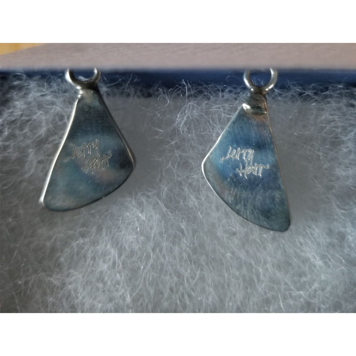 Earrings Turquoise   4.9 Gr 24.5 ct  10 mm  x 10  mm  Silver 925 Triangle Green