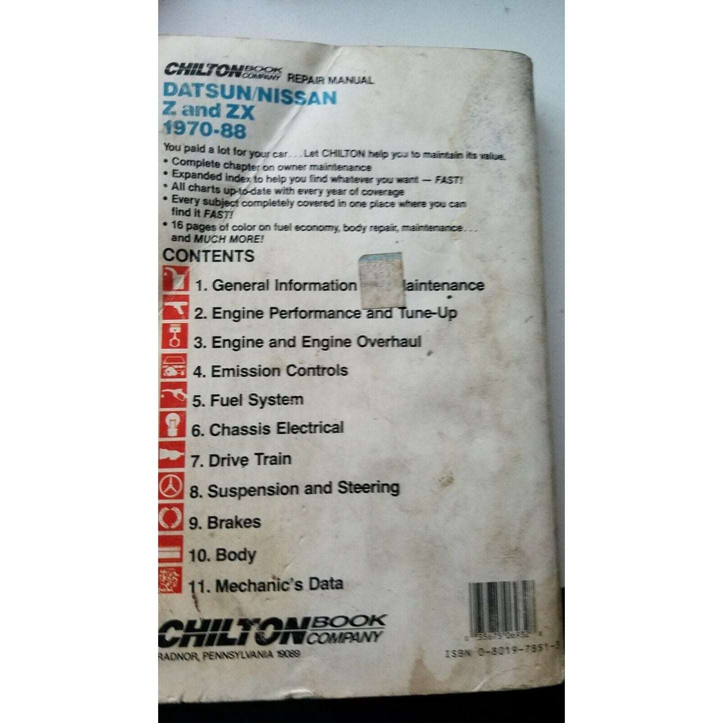 Book 1970- 1988  Chilton's Datsun Datsun Nissan Z and ZX Repair Manual  #6932