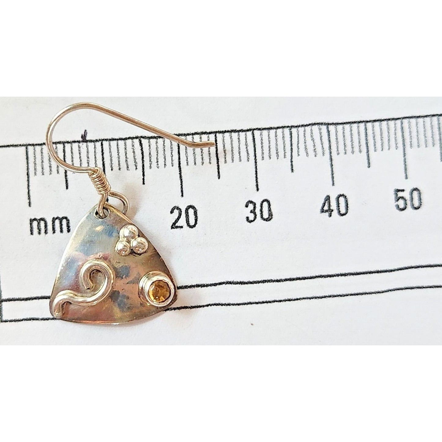 Necklace Earrings Set Round Citrine 18" Silver Chain weight 9 Gr Jewelry